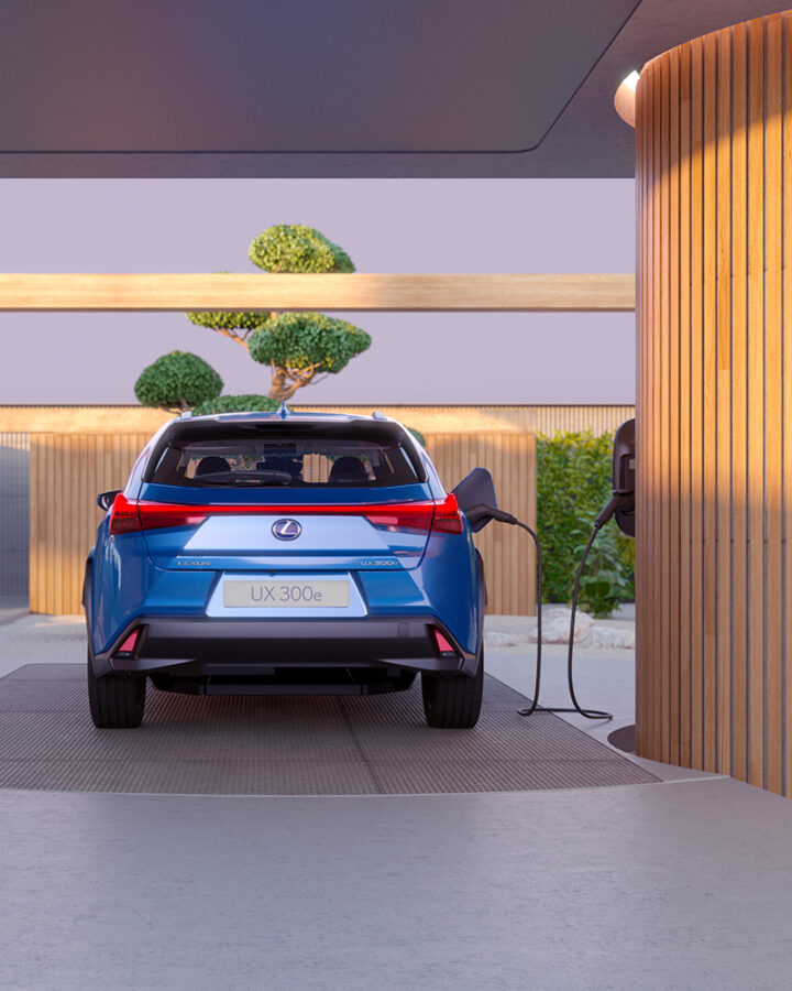 Arriere Lexus voiture UX 300e en charge