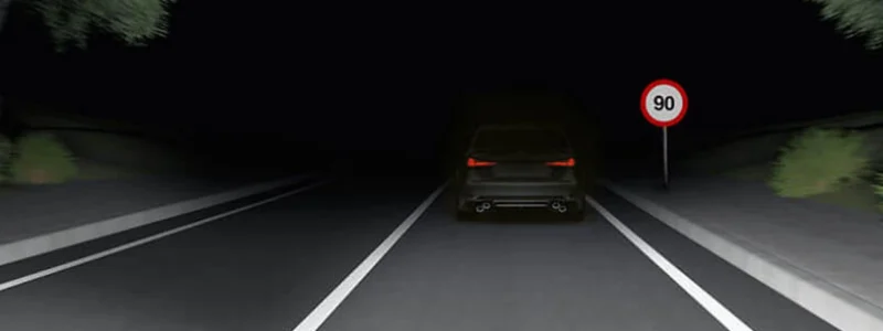 Détection de panneaux de vitesse sur une Lexus entrant dans un tunnem